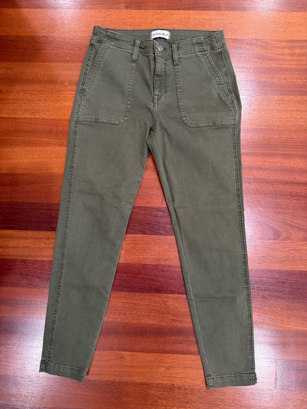 Gorpcore Whimsigoth Studio Blue Olive Green Utility Cargo High Rise Skinny Pants